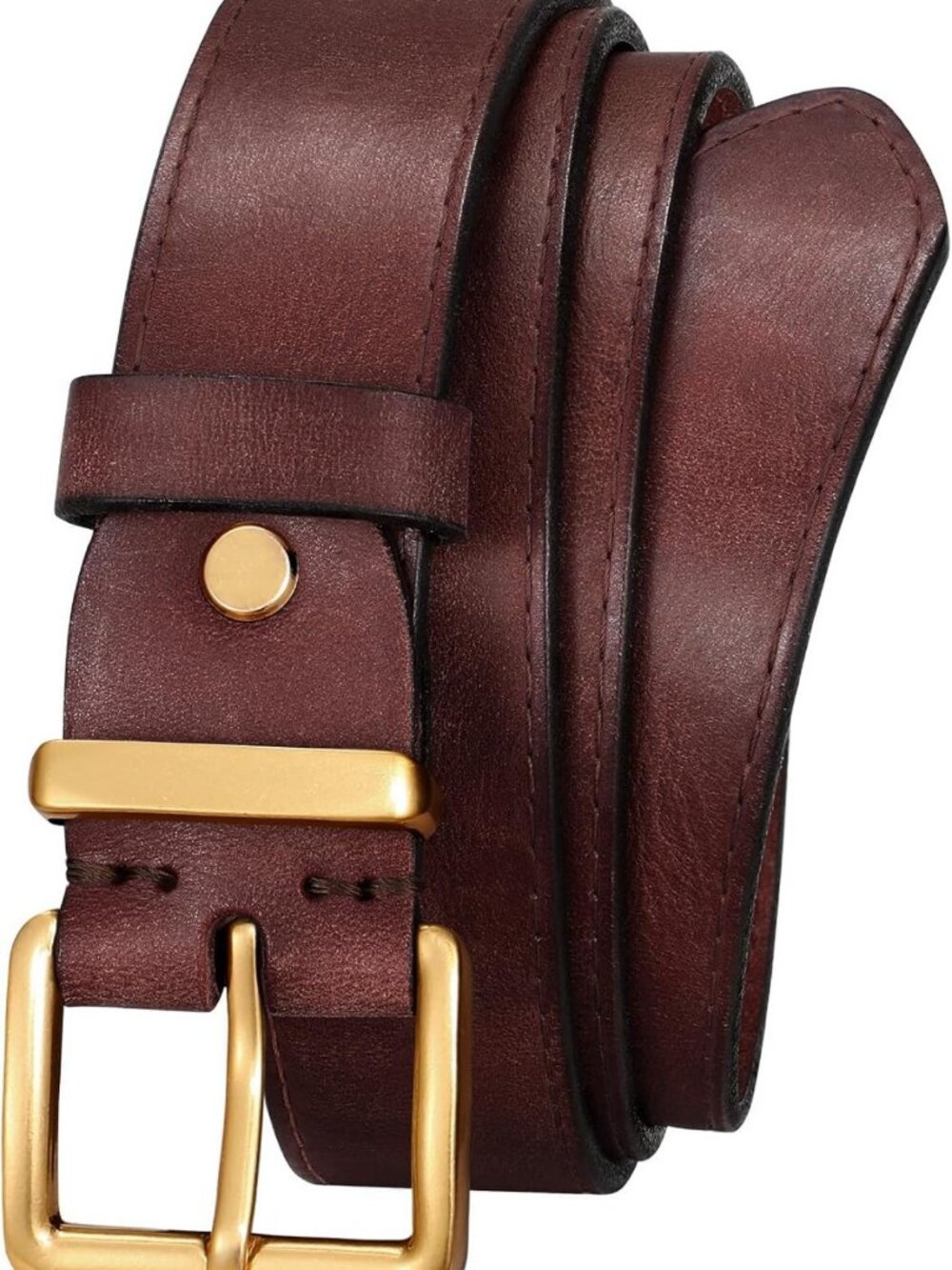 Genuine Leather Women's Belt for Jeans - Full Grain Waist Belt with Matte Buckle